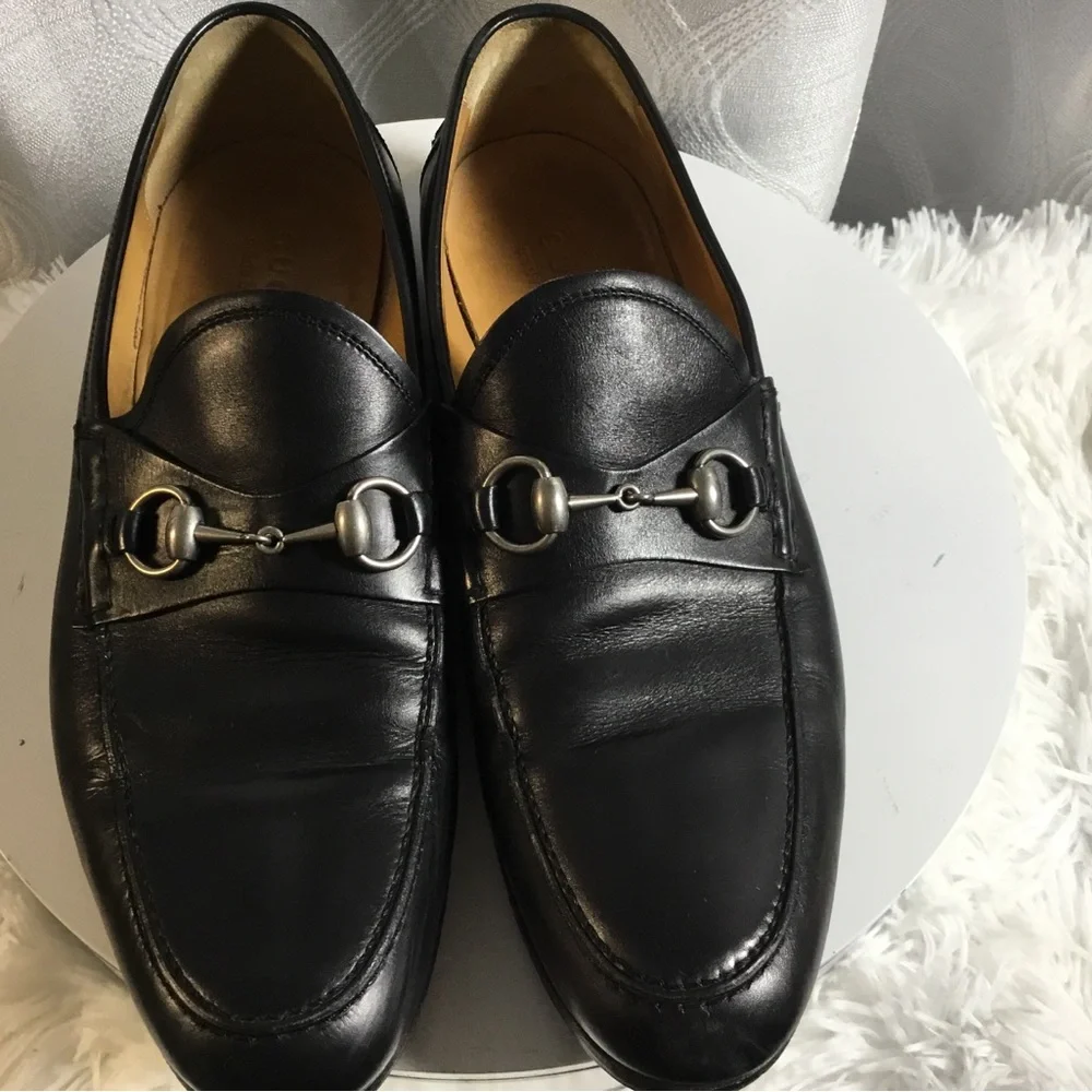 Gucci Jordana Men's Black Leather Bit Loafers